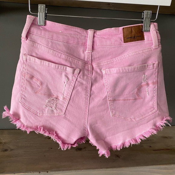 🤍3/$30 AEO Hi Rise Shortie Pink Shorts 0 - Picture 8 of 11